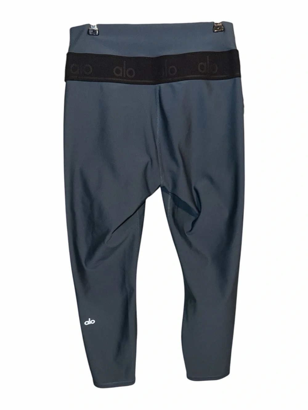 ALO Yoga High-Waist Crop Legging - Blue Slate with Black Waistband